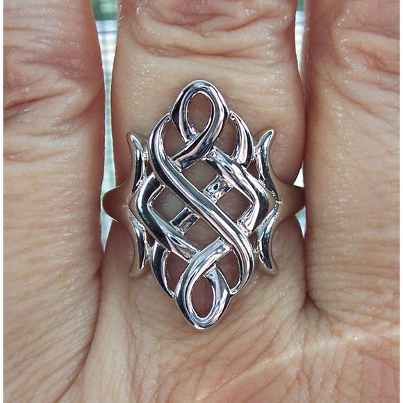 925 STERLING SILVER Large Celtic Irish Endless Knot Ring - Picture 11 of 16